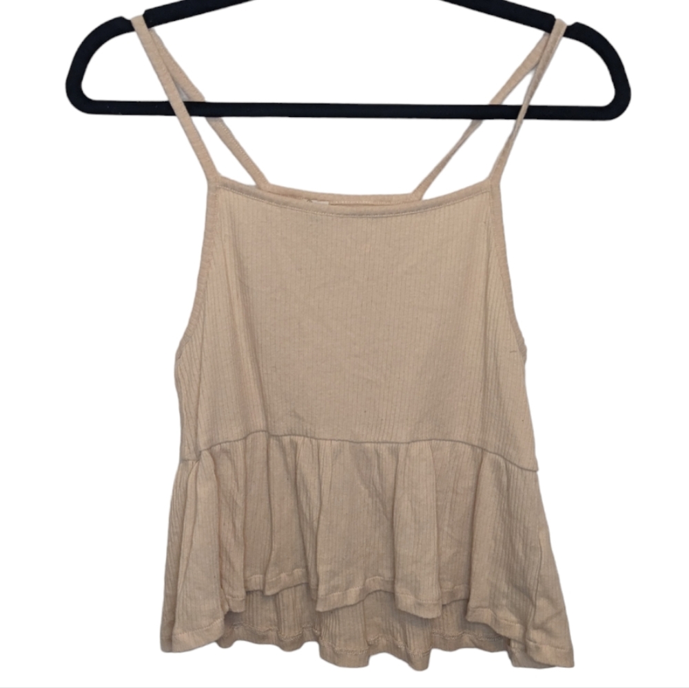 Roxy Women's Beige/Cream Ribbed Cropped Tank Top Size S 🌸 - Picture 2 of 14